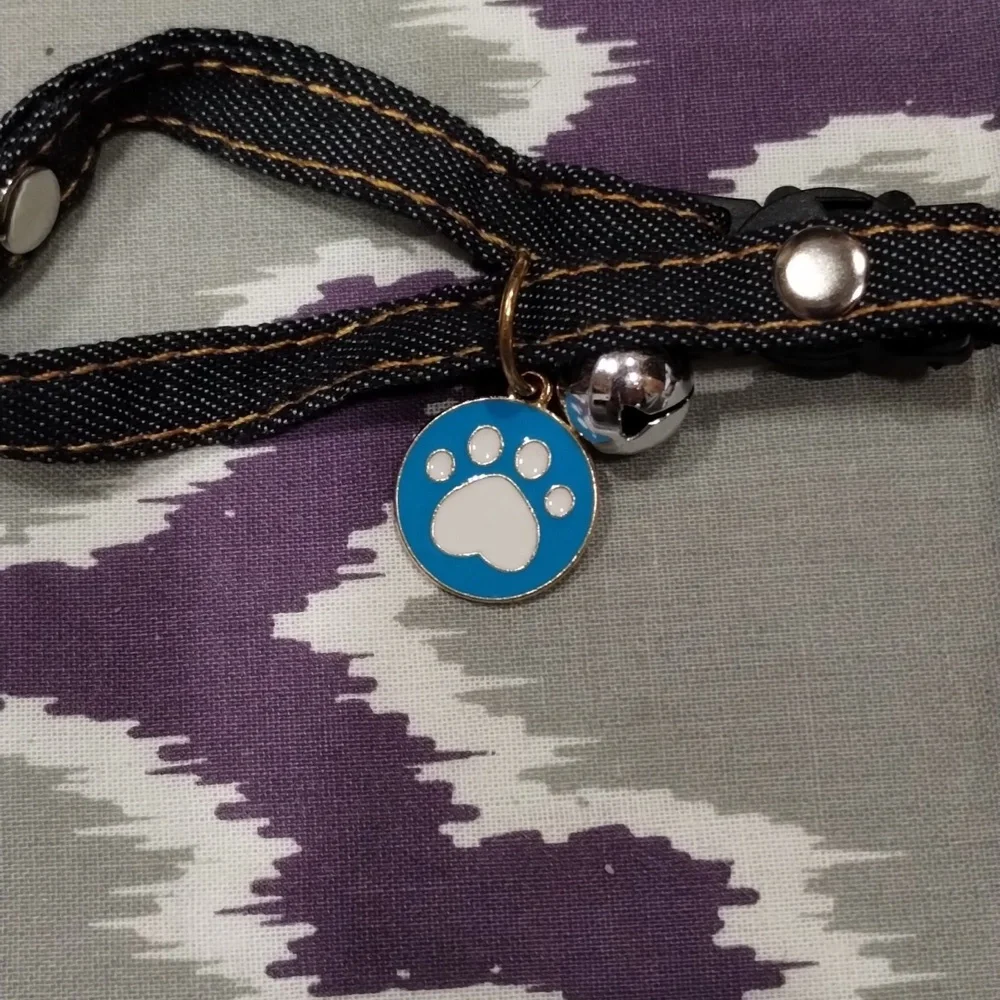 Gold Tiger Pet Collars with Paw Charms